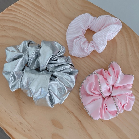 Victoria's Secret Pink and Silver Scrunchie Trio - Picture 2 of 3